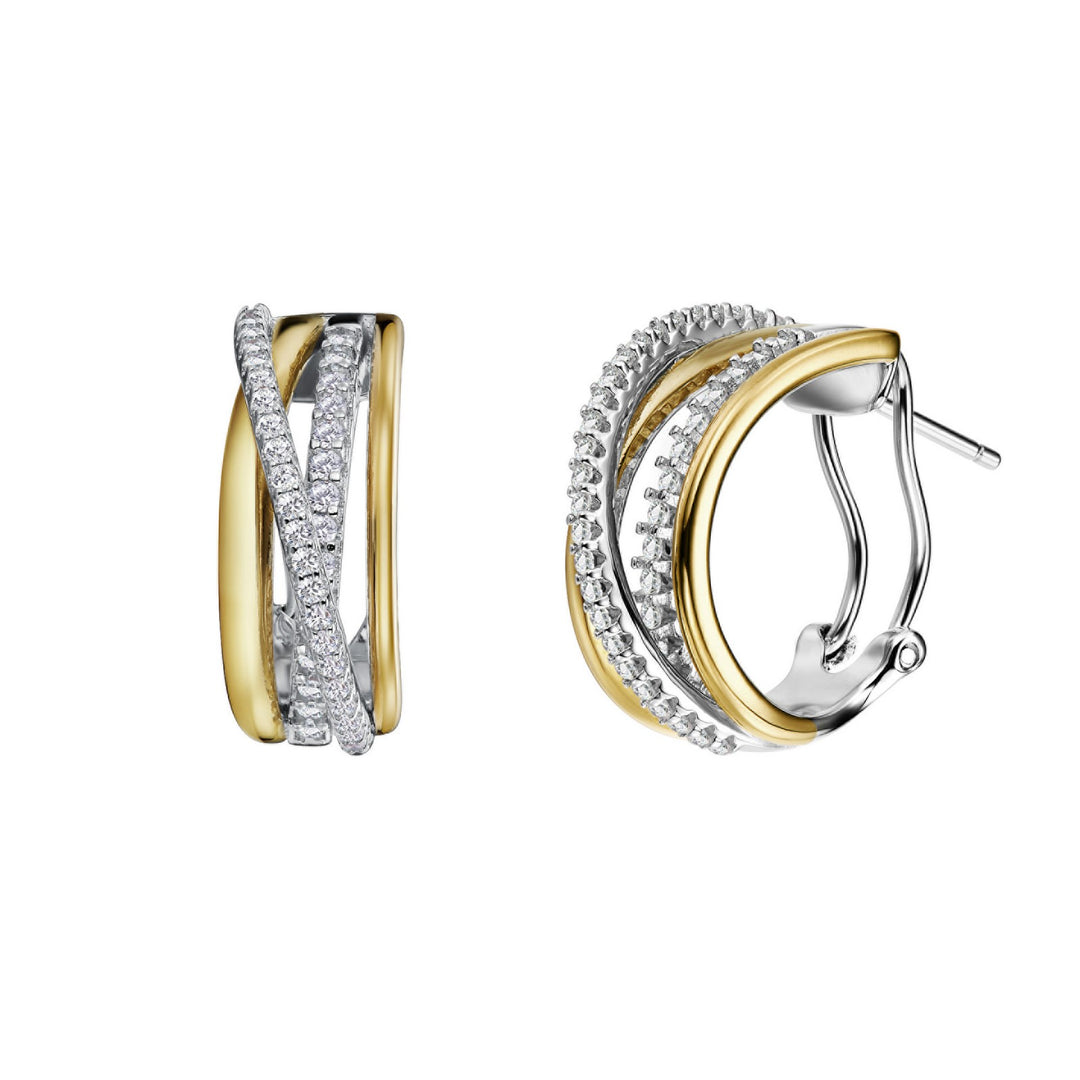 two tone crossover earrings