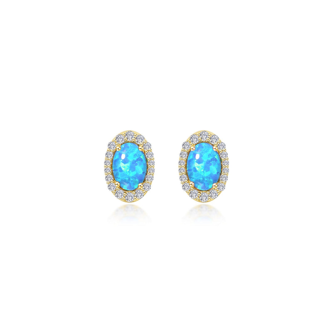Lafonn Classic Oval Blue Blue Opal Earring E0323BOG00
