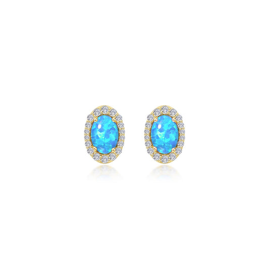 Lafonn Classic Oval Blue Blue Opal Earring E0323BOG00