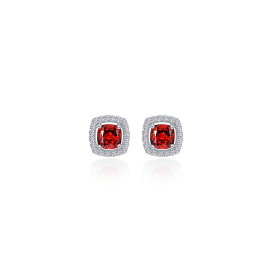 Lafonn Classic Cushion Garnet Earring E0329GNP00
