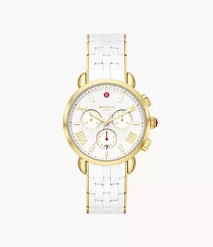 Sporty Sport Sail White and Gold-Tone Silicone-Wrapped Watch