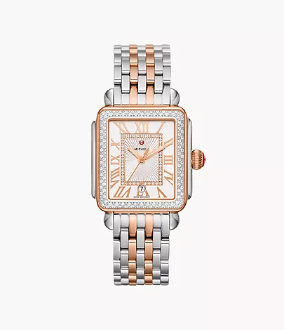 Deco Madison Two-Tone 18K Pink Gold Diamond Watch