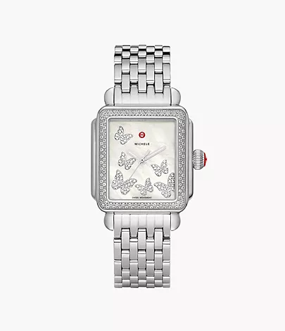 Limited Edition Deco Stainless Steel Diamond Butterfly Watch