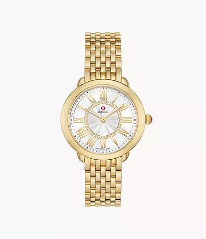 Serein Mid 18k Gold-Plated Diamond Dial Watch