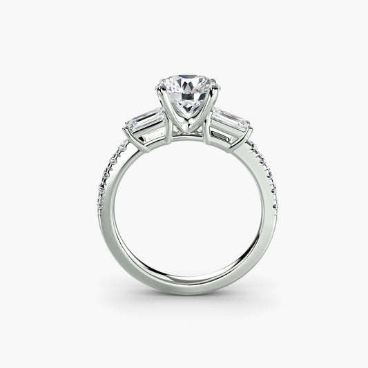 Three-Stone Ring with Pavé Band 4