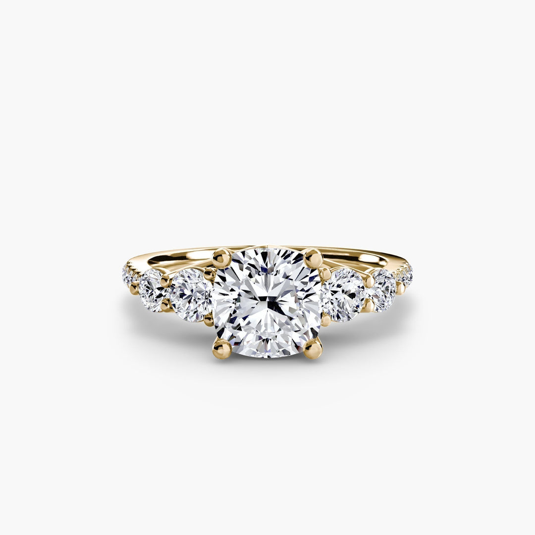 Five Stone Ring with Pavé Band