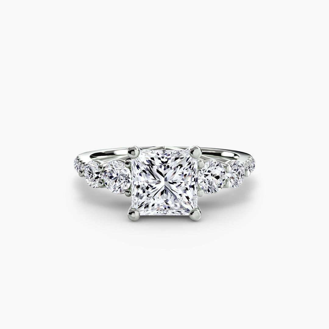 Five Stone Ring with Pavé Band