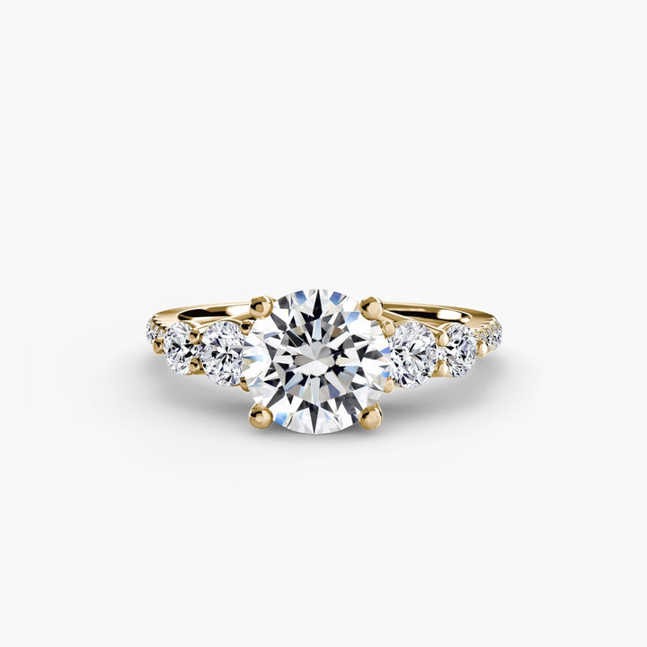 Five Stone Ring with Pavé Band