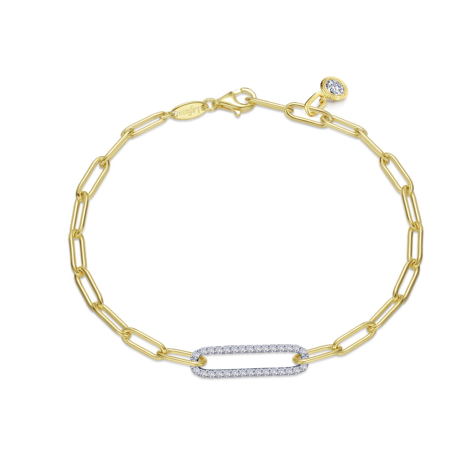 0 57 ctw 2 tone paperclip bracelet