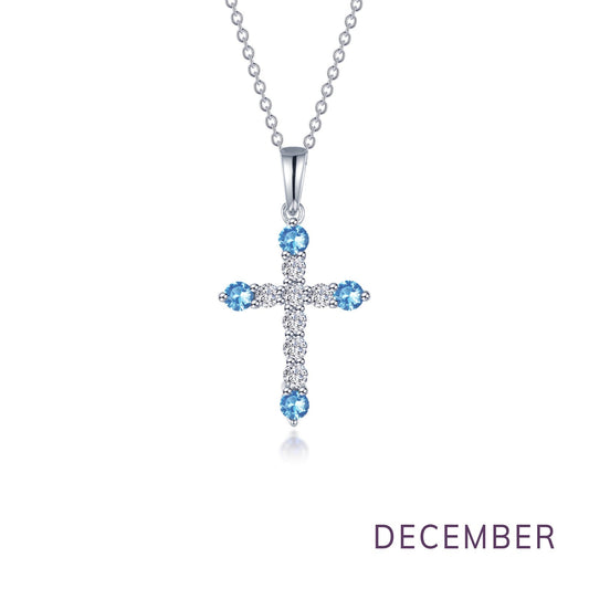 december birthstone cross necklace
