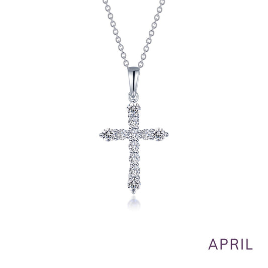 april birthstone cross necklace
