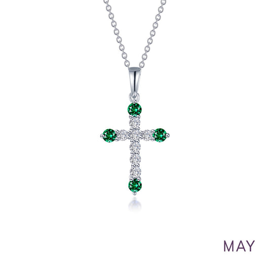 may birthstone cross necklace