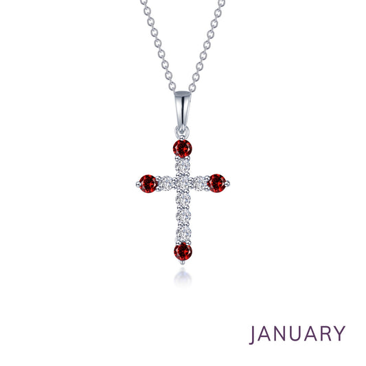 january birthstone cross necklace