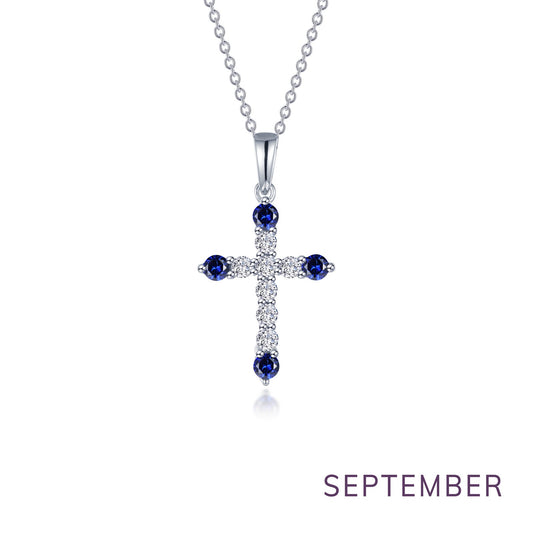 september birthstone cross necklace