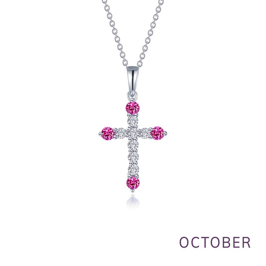 october birthstone cross necklace
