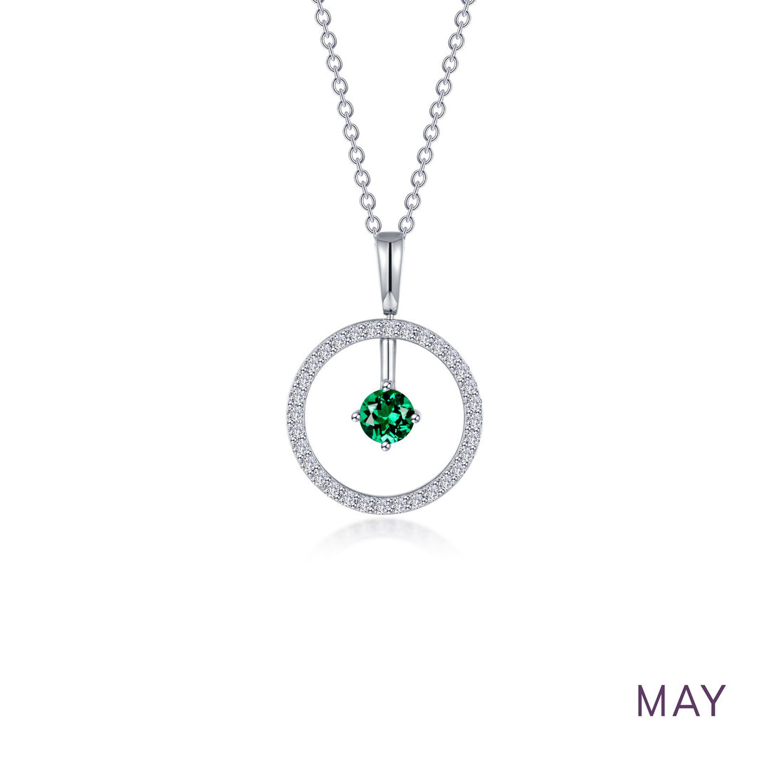 May Birthstone Reversible Open Circle Necklace