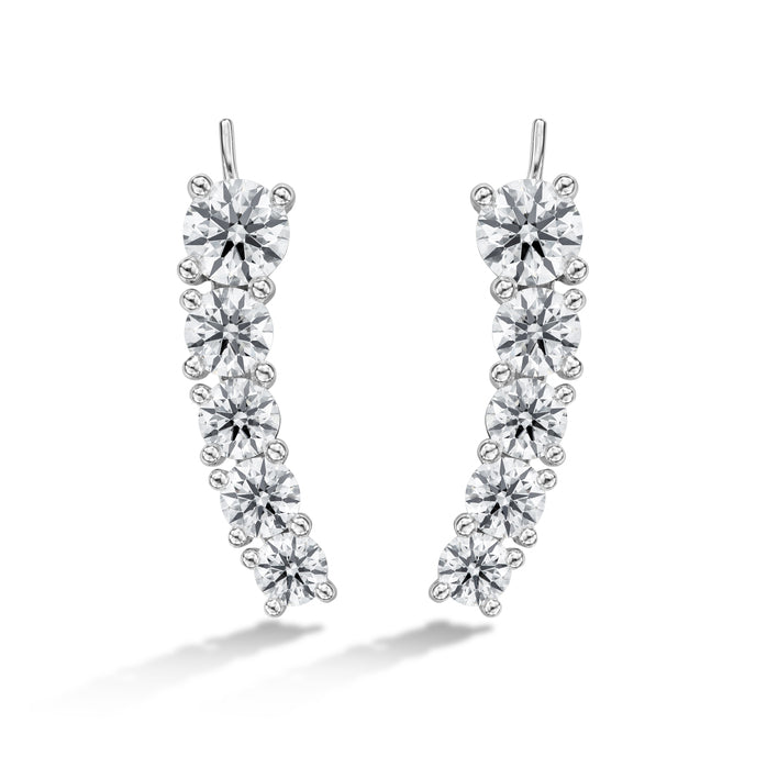 5 69 ctw cascade earring climber 5 stone in 18k white gold