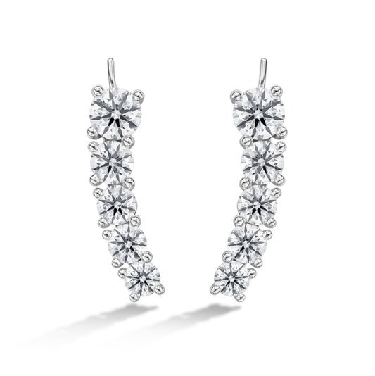 5 69 ctw cascade earring climber 5 stone in 18k white gold