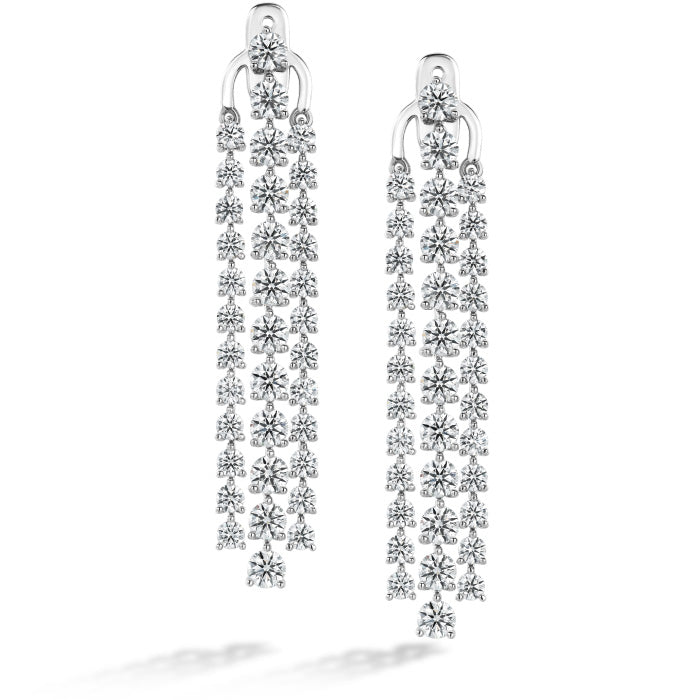 7 67 ctw cascade stiletto earring 3 row in 18k white gold