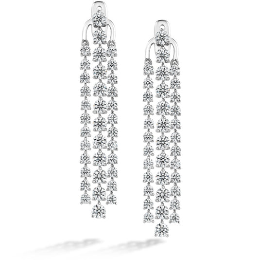 7 67 ctw cascade stiletto earring 3 row in 18k white gold