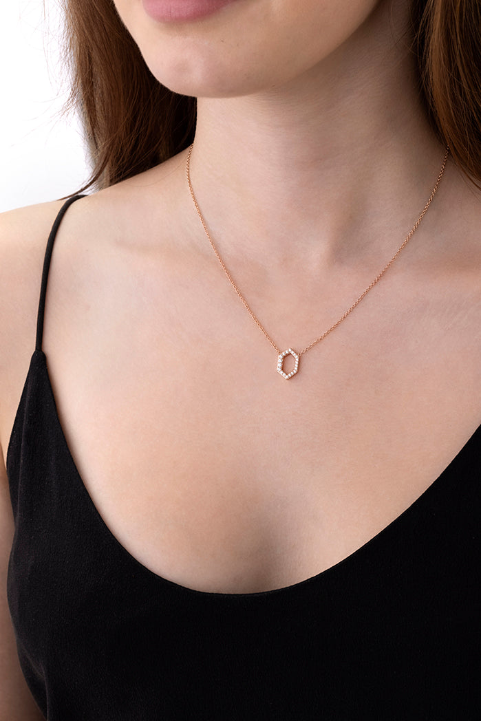 0 21 ctw charmed hex pendant in 18k white gold