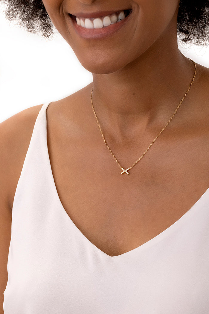 0 11 ctw charmed x pendant in 18k white gold