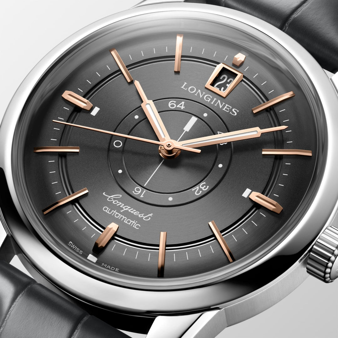 Conquest Heritage Central Power Reserve Automatic Watch, Ø 38.00 Mm, Stainless Steel.