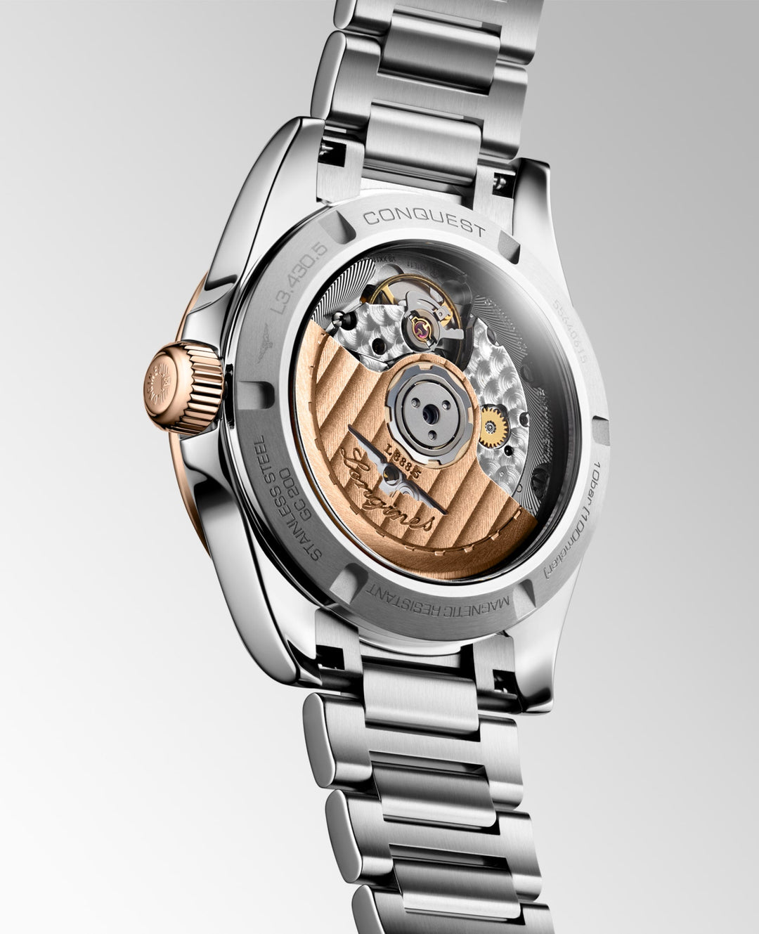 Conquest Automatic Watch, Ø 34.00 Mm, Stainless Steel And 18 Karat Pink Gold Cap 200.