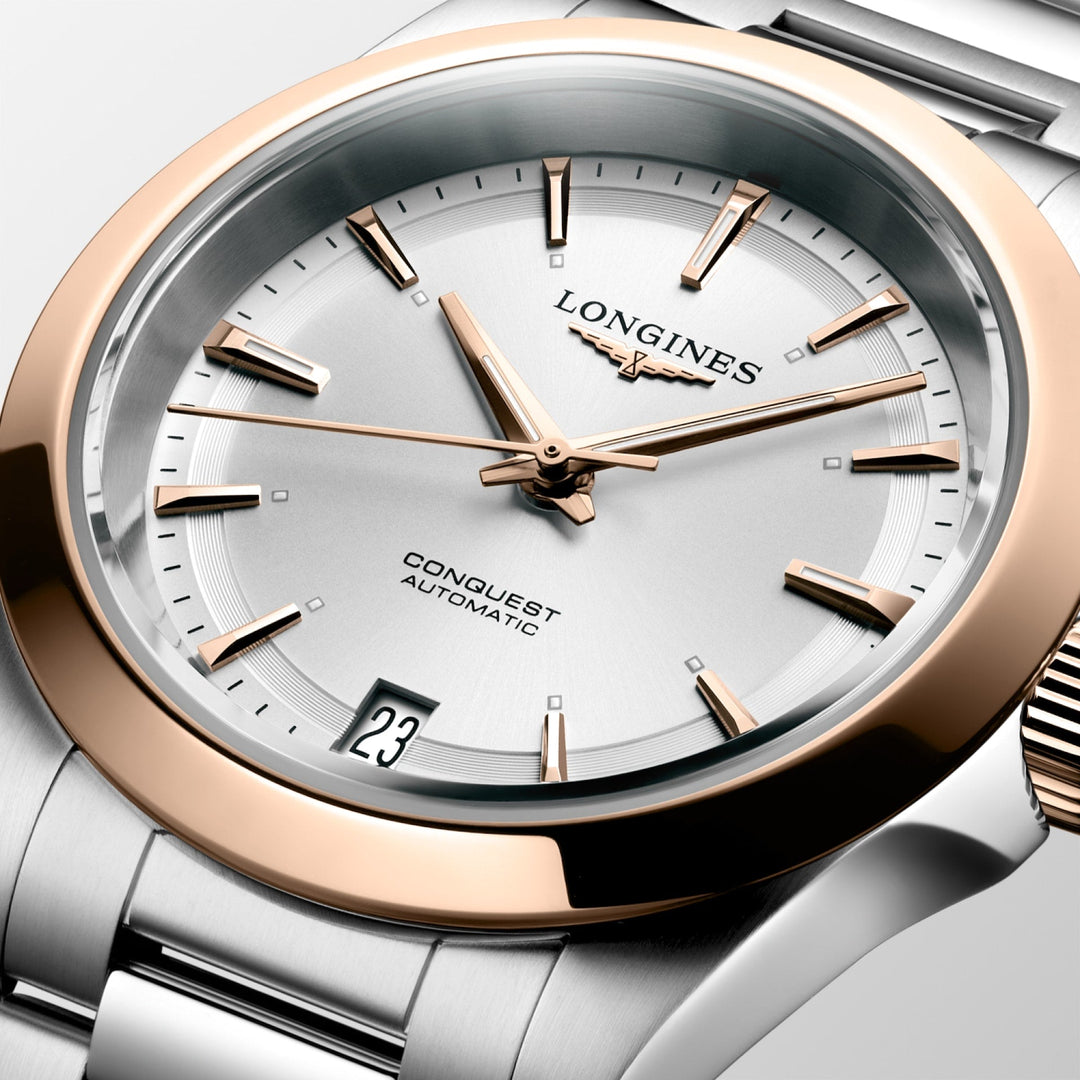 Conquest Automatic Watch, Ø 34.00 Mm, Stainless Steel And 18 Karat Pink Gold Cap 200.
