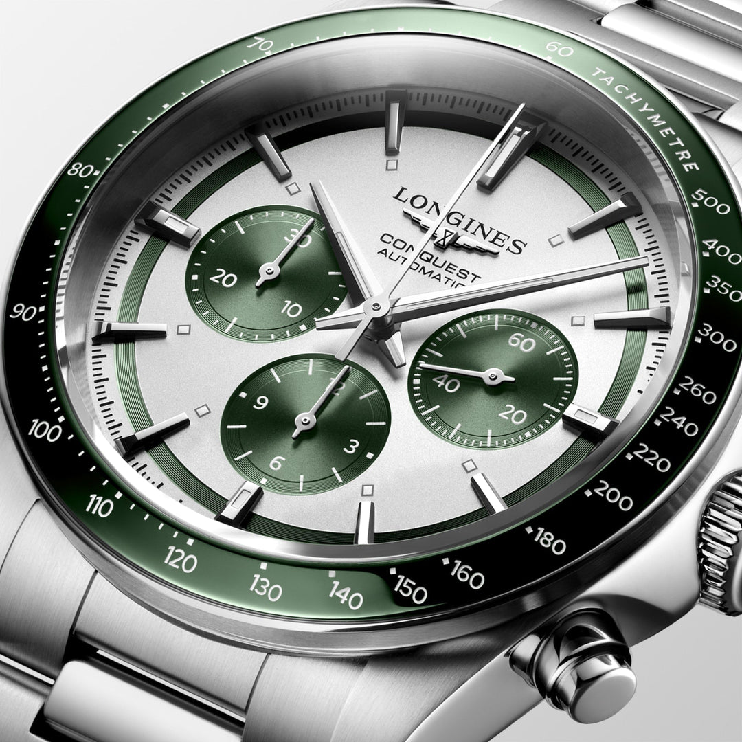 Conquest Chronograph Automatic Watch, Ø 42.00 Mm, Stainless Steel And Ceramic Bezel.