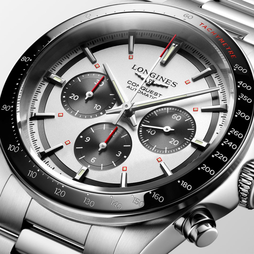 Conquest Chronograph Automatic Watch, Ø 42.00 Mm, Stainless Steel And Ceramic Bezel.