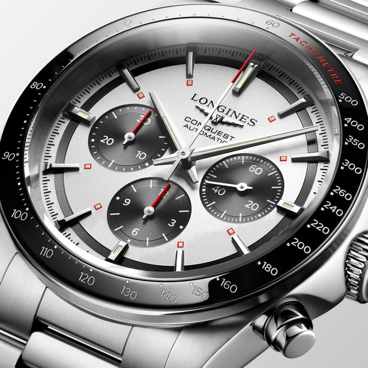 Conquest Chronograph Automatic Watch, Ø 42.00 Mm, Stainless Steel And Ceramic Bezel.