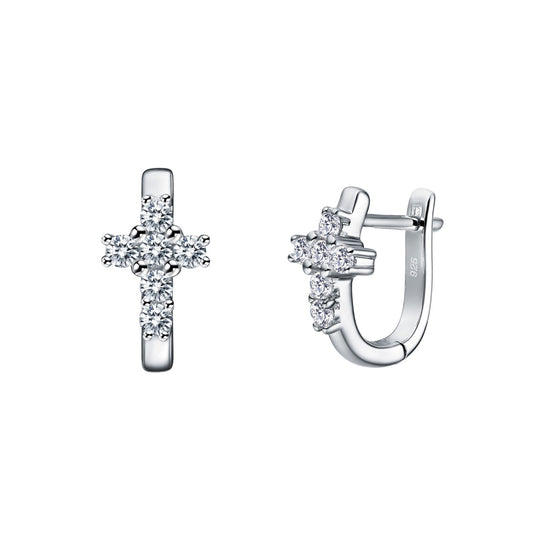 dainty cross huggie earrings