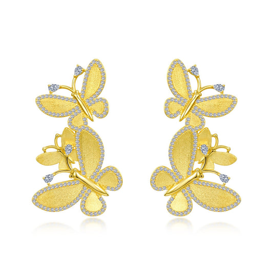 butterfly cluster drop earrings