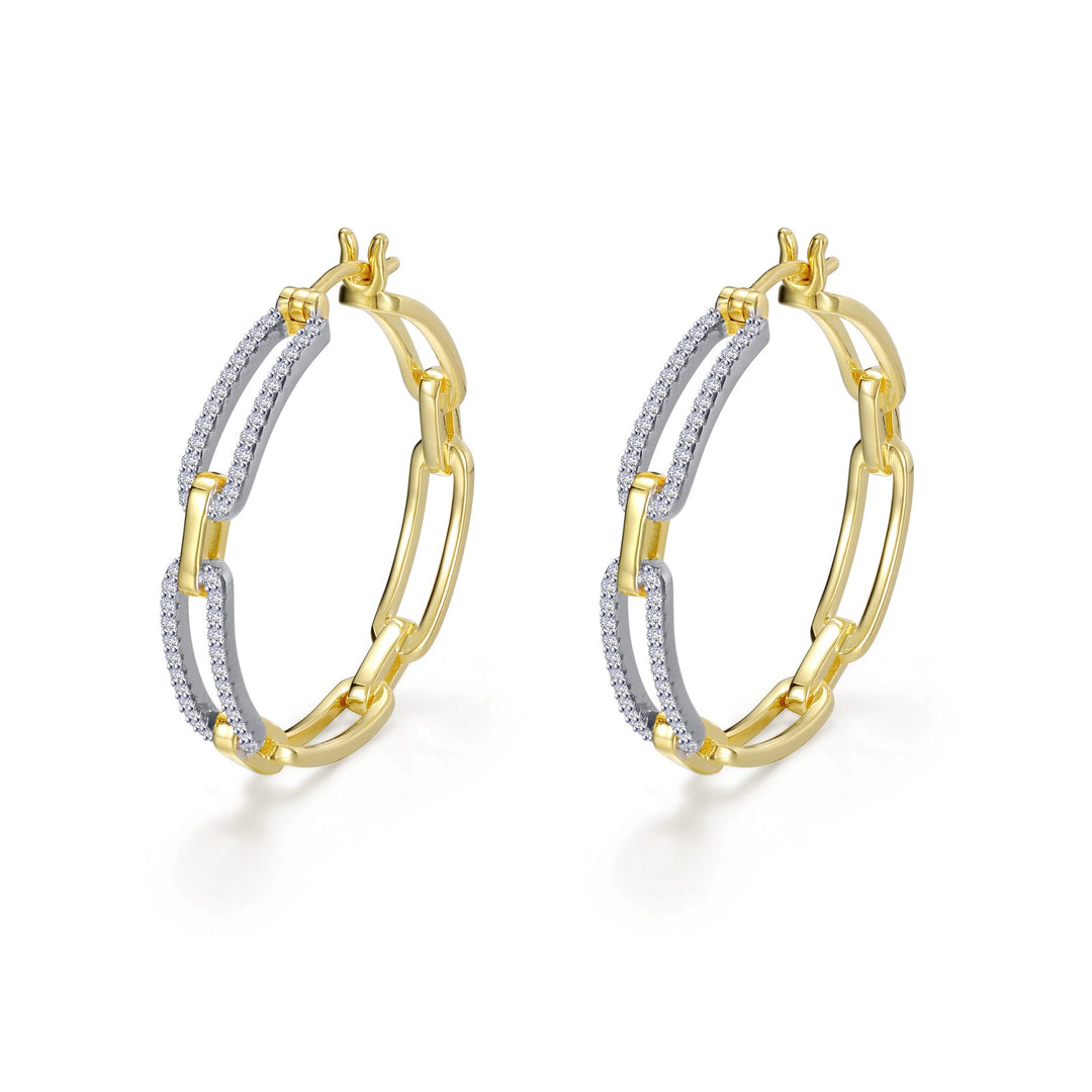 2 tone paperclip hoop earrings