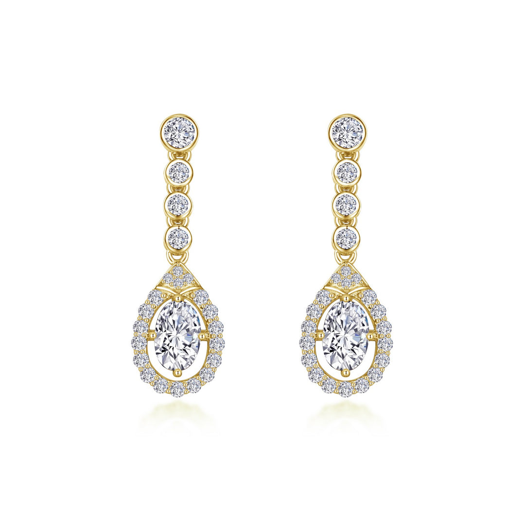 Oval Halo Drop Earrings