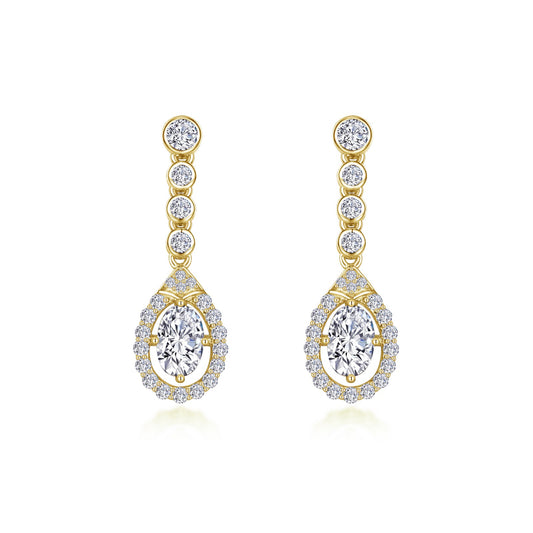 oval halo drop earrings
