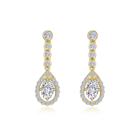 oval halo drop earrings