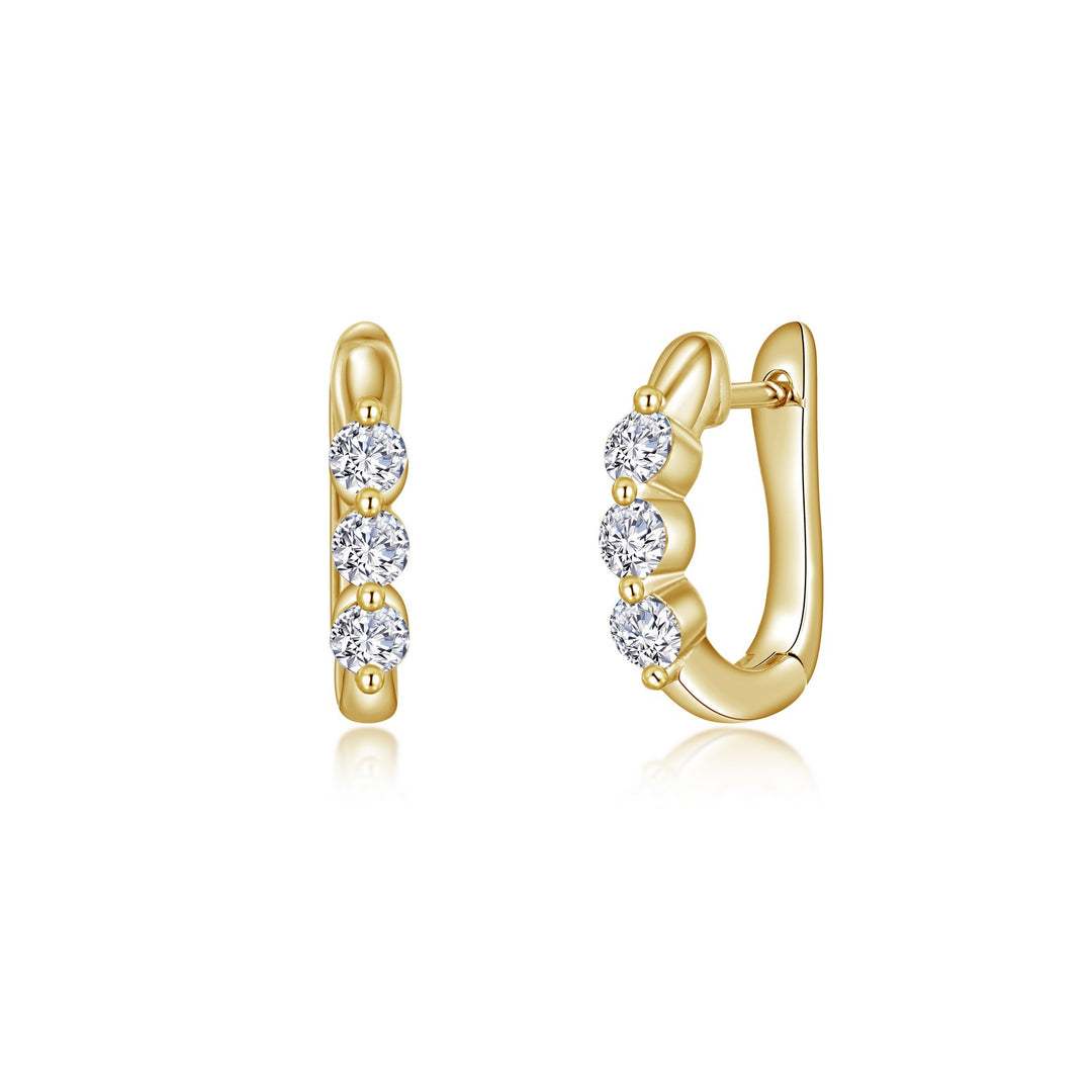 3 stone huggie hoop earrings