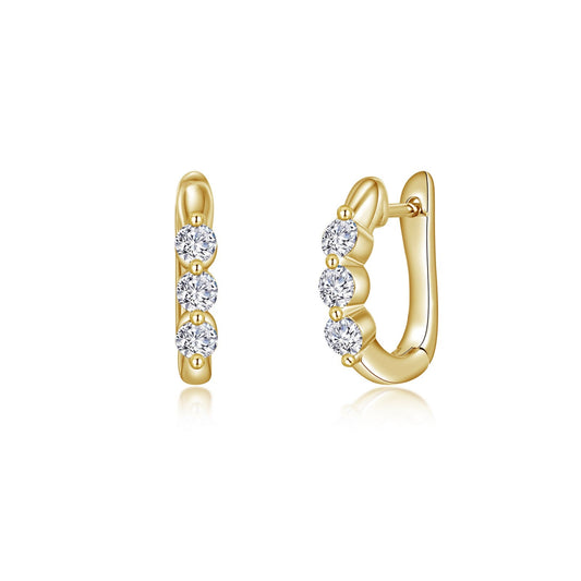 3 stone huggie hoop earrings