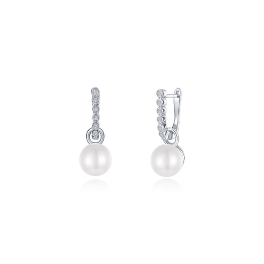 cultured freshwater pearl charm huggie earrings