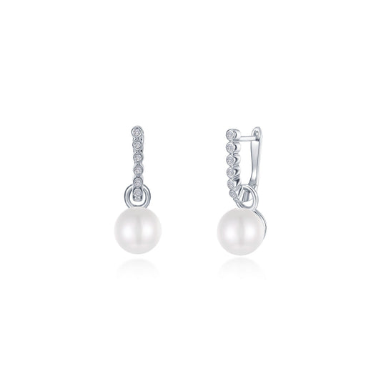 cultured freshwater pearl charm huggie earrings