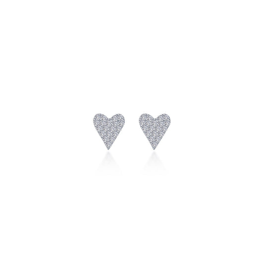 pave heart stud earrings