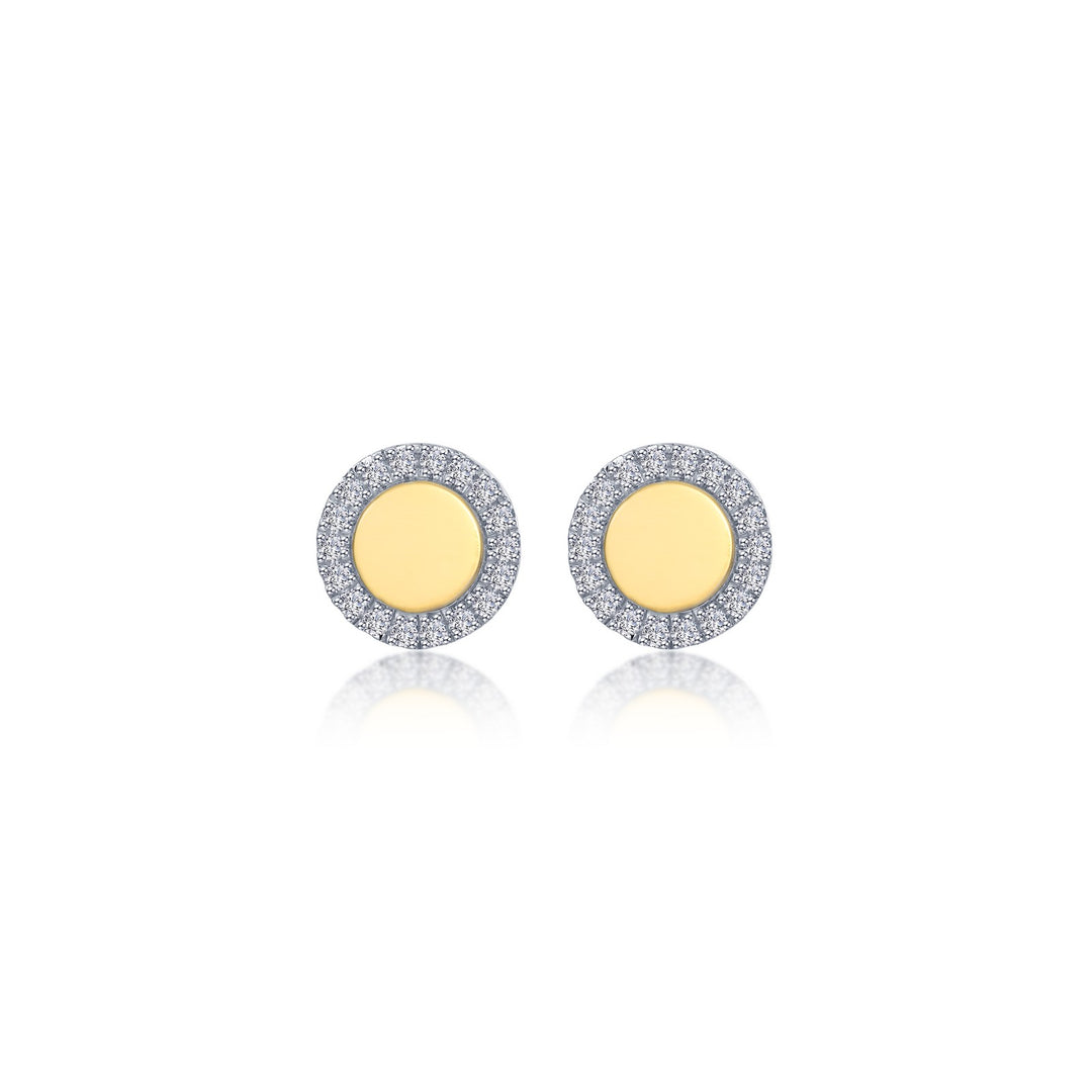 two tone button stud earrings