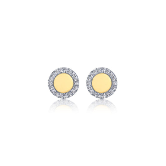 two tone button stud earrings