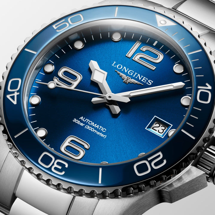 Hydroconquest Automatic Watch, Ø 39.00 Mm, Stainless Steel And Ceramic Bezel.