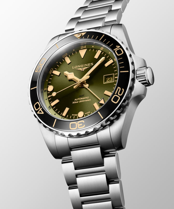 Hydroconquest Gmt Automatic Watch, Ø 41.00 Mm, Stainless Steel And Ceramic Bezel.