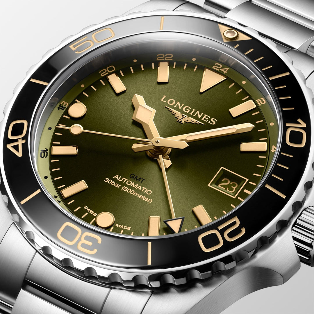 Hydroconquest Gmt Automatic Watch, Ø 41.00 Mm, Stainless Steel And Ceramic Bezel.