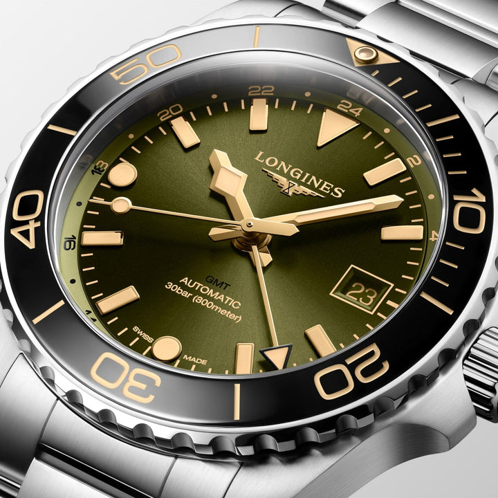 Hydroconquest Gmt Automatic Watch, Ø 41.00 Mm, Stainless Steel And Ceramic Bezel.