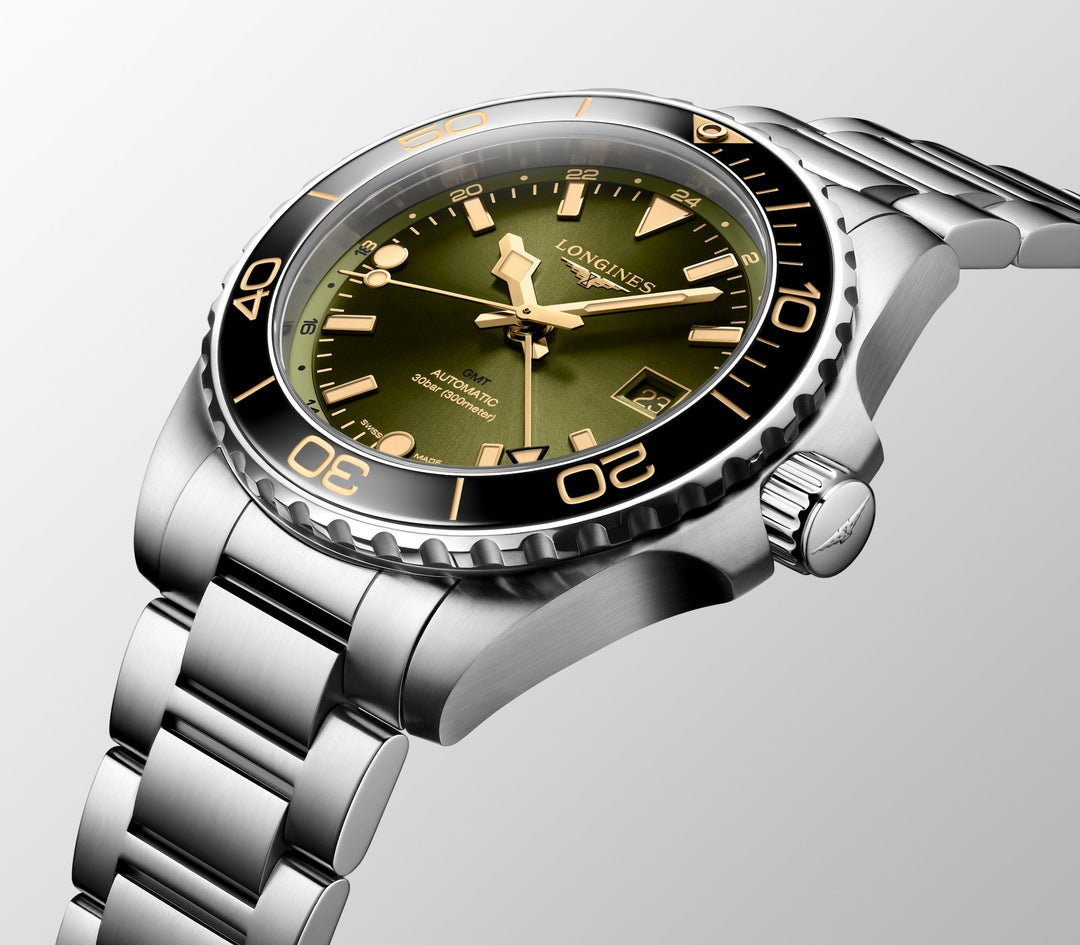 Hydroconquest Gmt Automatic Watch, Ø 41.00 Mm, Stainless Steel And Ceramic Bezel.
